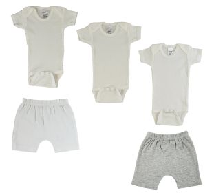 Infant Onezies and Shorts (Color: White/Grey, size: large)