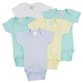 Short Sleeve One Piece 5 Pack (Color: White/Yellow/Blue, size: large)